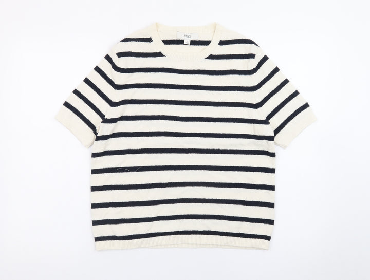 Marks and Spencer Women’s Ivory Striped Short Sleeve Pullover Jumper M