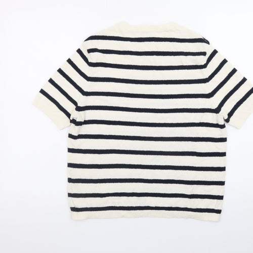 Marks and Spencer Women’s Ivory Striped Short Sleeve Pullover Jumper M