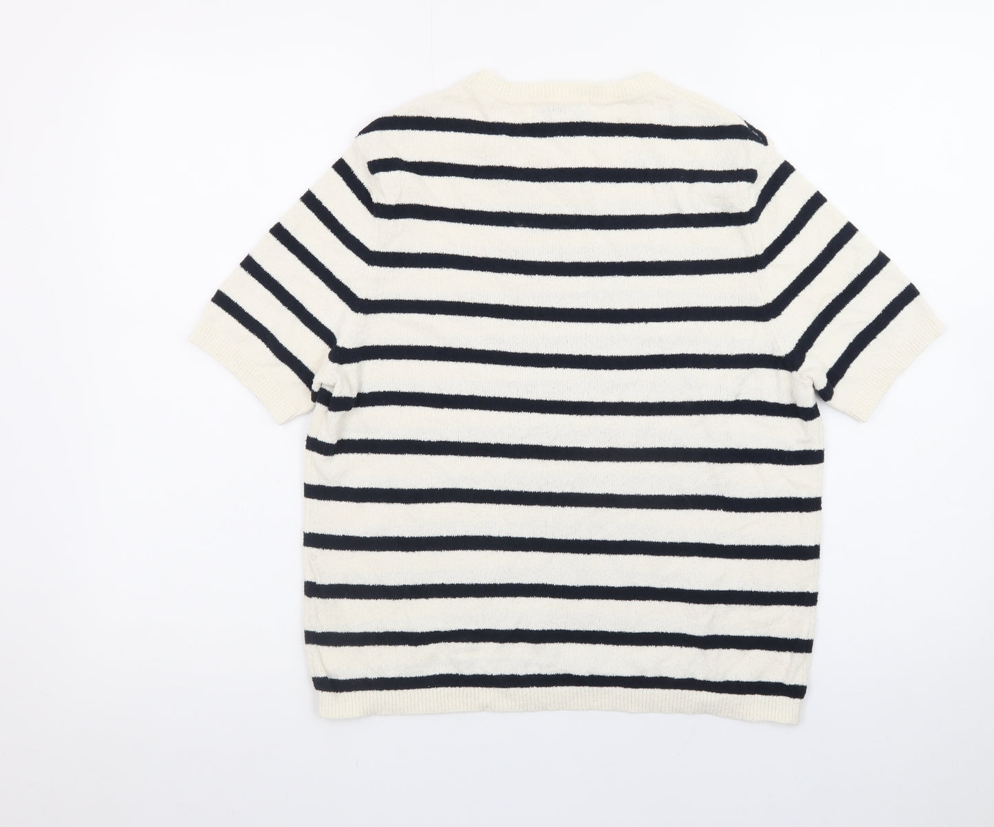 Marks and Spencer Women’s Ivory Striped Short Sleeve Pullover Jumper M