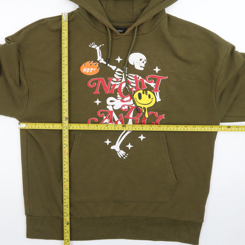 Night Addict Men's Green Graphic Skeleton Pullover Hoodie Size L