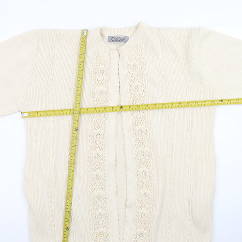 Excel Womens Ivory Cotton Knit Crochet Cardigan S