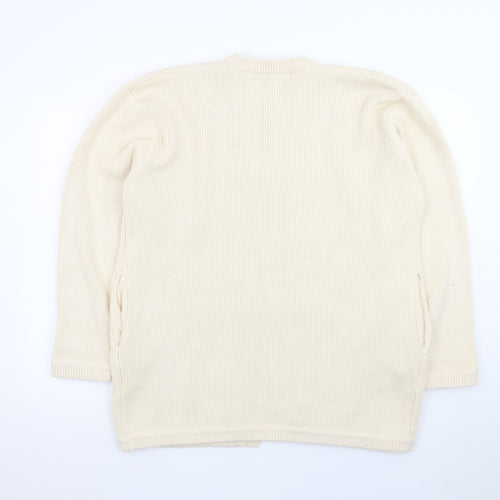 Excel Womens Ivory Cotton Knit Crochet Cardigan S