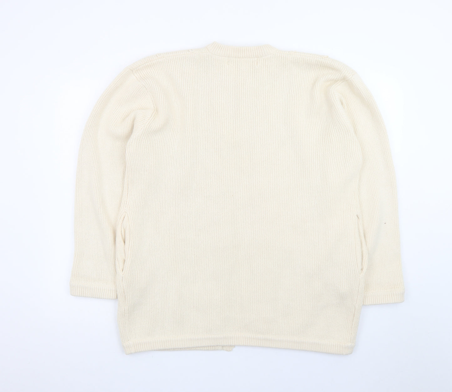 Excel Womens Ivory Cotton Knit Crochet Cardigan S