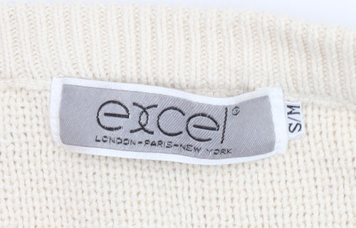 Excel Womens Ivory Cotton Knit Crochet Cardigan S