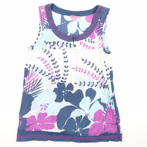 Monsoon Womens Multicoloured Floral Cotton Sleeveless Tunic Top Size 12