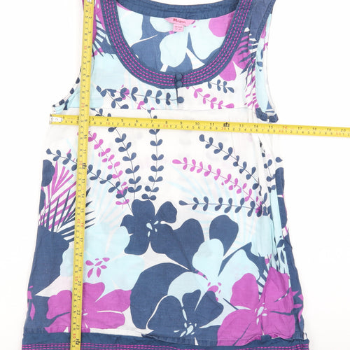 Monsoon Womens Multicoloured Floral Cotton Sleeveless Tunic Top Size 12