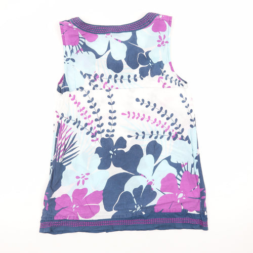 Monsoon Womens Multicoloured Floral Cotton Sleeveless Tunic Top Size 12