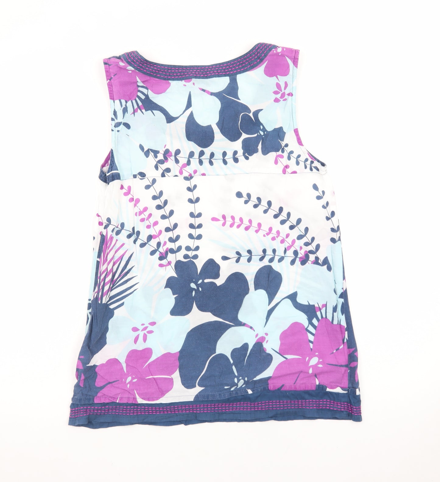 Monsoon Womens Multicoloured Floral Cotton Sleeveless Tunic Top Size 12