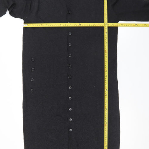 Zara Women Black Knit Midi Shirt Dress Size S Long Sleeve Button Up