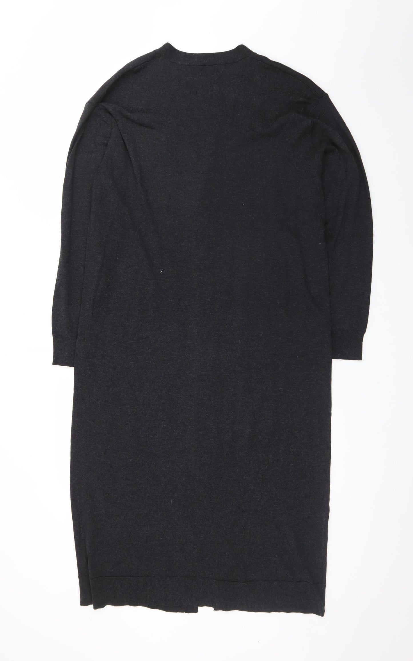 Zara Women Black Knit Midi Shirt Dress Size S Long Sleeve Button Up