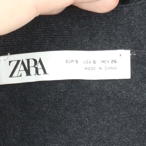 Zara Women Black Knit Midi Shirt Dress Size S Long Sleeve Button Up