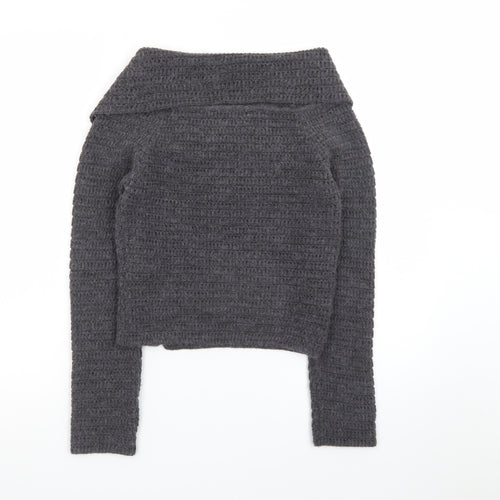 Zara Women’s Grey Wool Blend Collared Button Cardigan Size 10