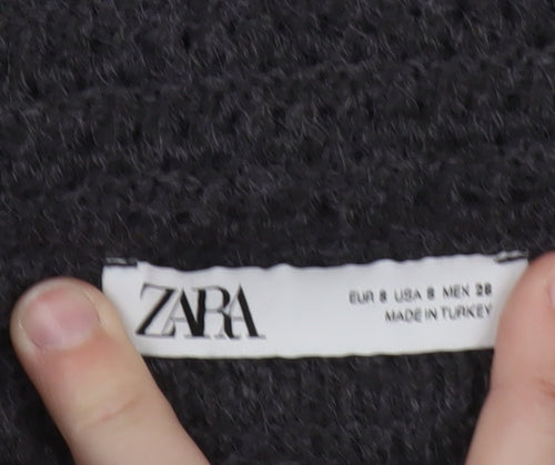 Zara Women’s Grey Wool Blend Collared Button Cardigan Size 10