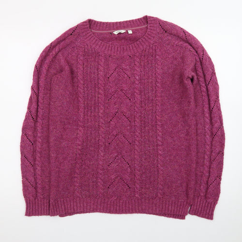 FatFace Women's Purple Wool Blend Cable Knit Jumper Size 12