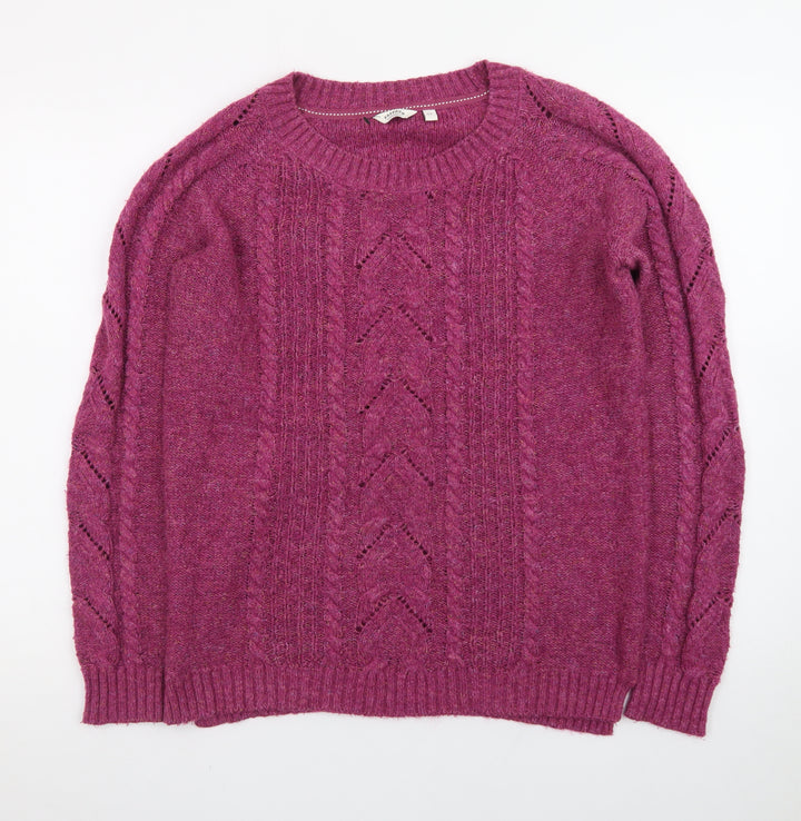 FatFace Women's Purple Wool Blend Cable Knit Jumper Size 12