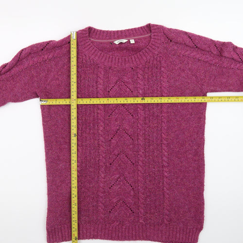 FatFace Women's Purple Wool Blend Cable Knit Jumper Size 12