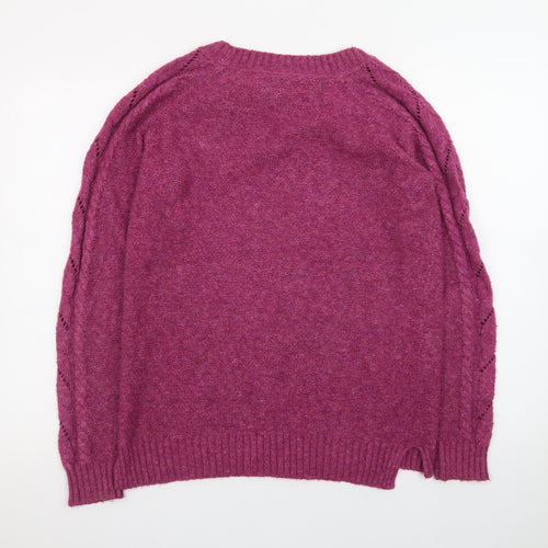 FatFace Women's Purple Wool Blend Cable Knit Jumper Size 12
