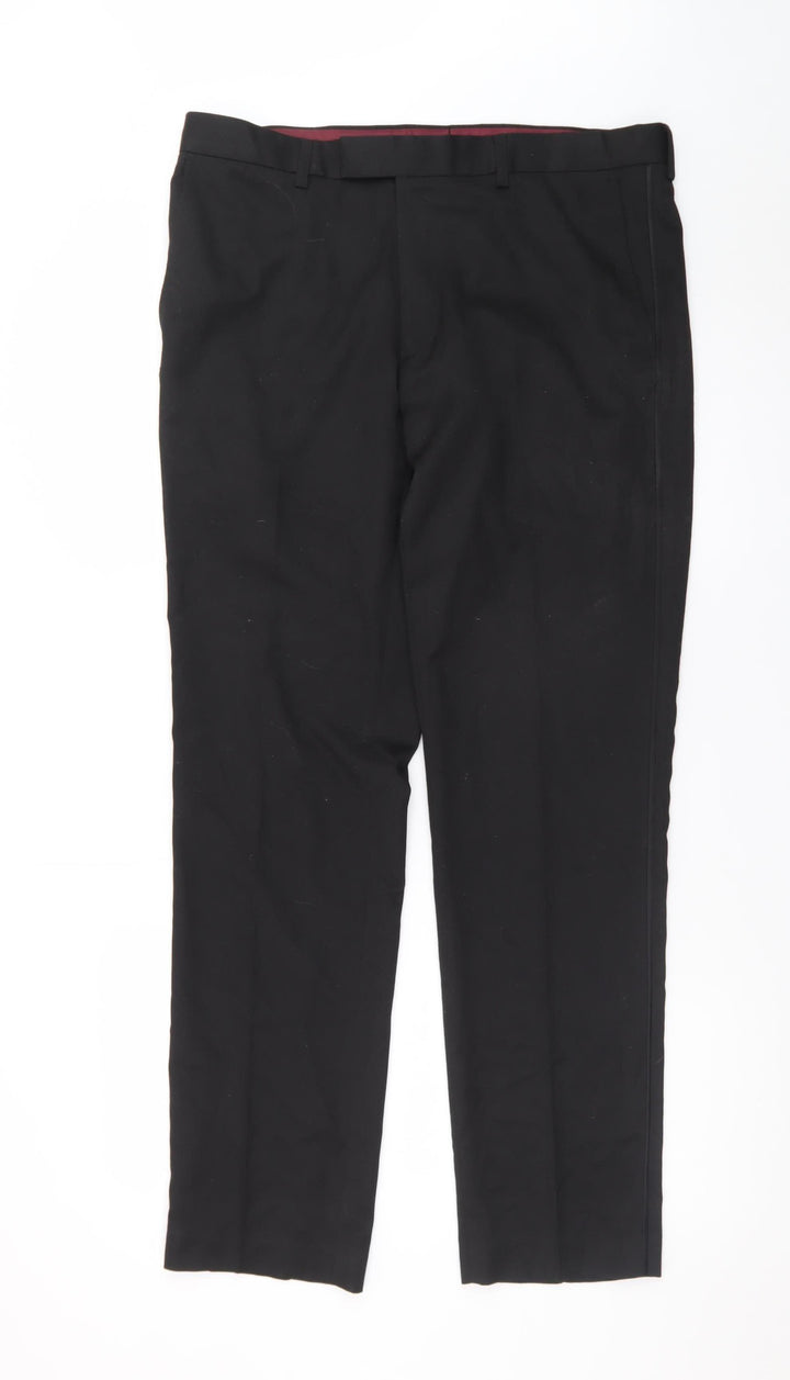 Marks and Spencer Mens Black Slim Fit Dress Trousers 34W 31L