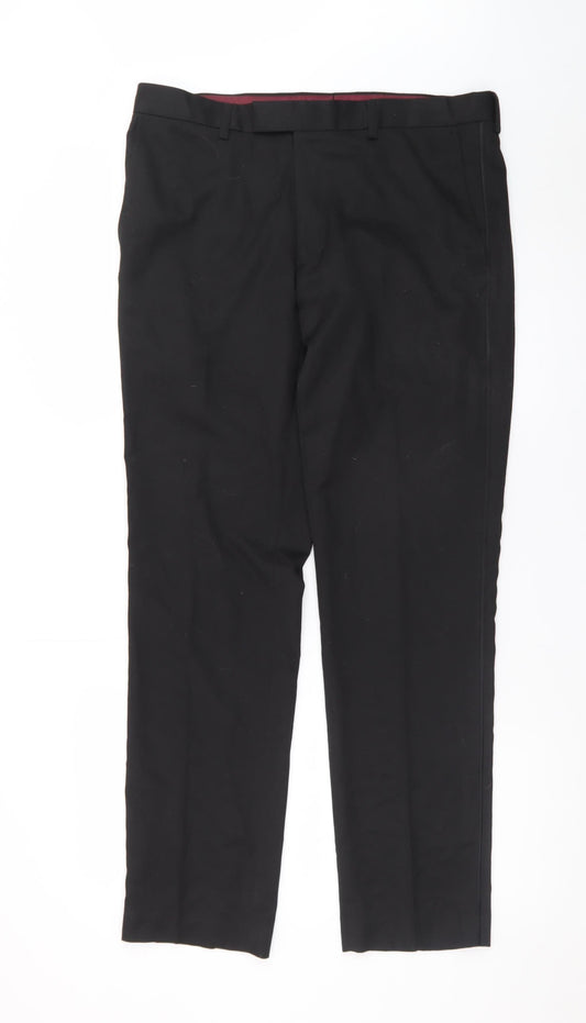 Marks and Spencer Mens Black Slim Fit Dress Trousers 34W 31L