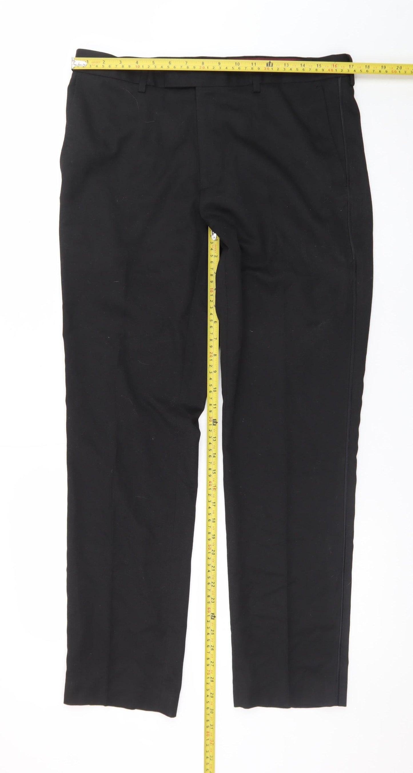 Marks and Spencer Mens Black Slim Fit Dress Trousers 34W 31L