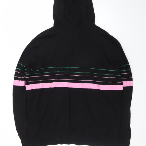 Iceberg Women’s Black Hoodie L Pullover Striped Graphic Logo Cotton Blend