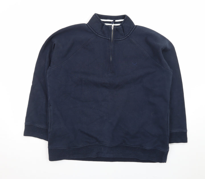 Crew Clothing Company Women Navy 1/2 Zip Sweatshirt Size 16 Cotton Blend