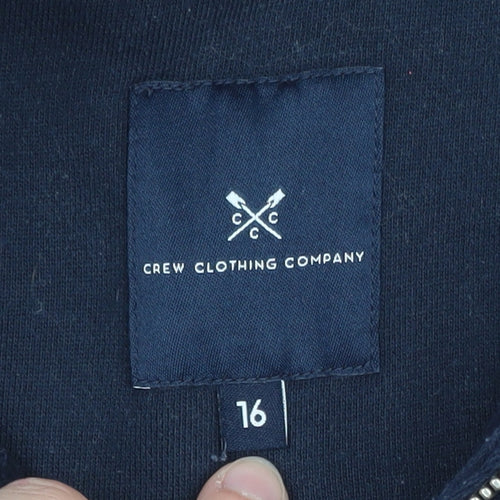 Crew Clothing Company Women Navy 1/2 Zip Sweatshirt Size 16 Cotton Blend