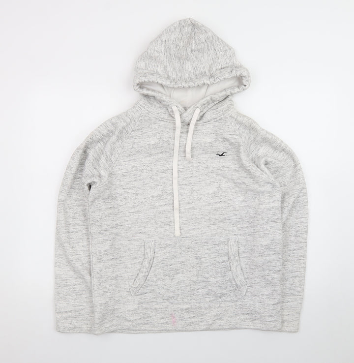 Hollister Womens Grey Hooded Pullover Sweatshirt Size S Fleece Lined