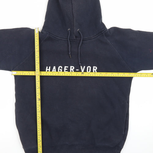 Hager Vor Men’s Blue Pullover Hoodie Medium Fleece Logo Regular Fit