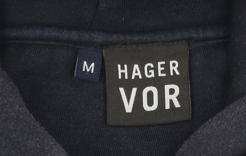 Hager Vor Men’s Blue Pullover Hoodie Medium Fleece Logo Regular Fit