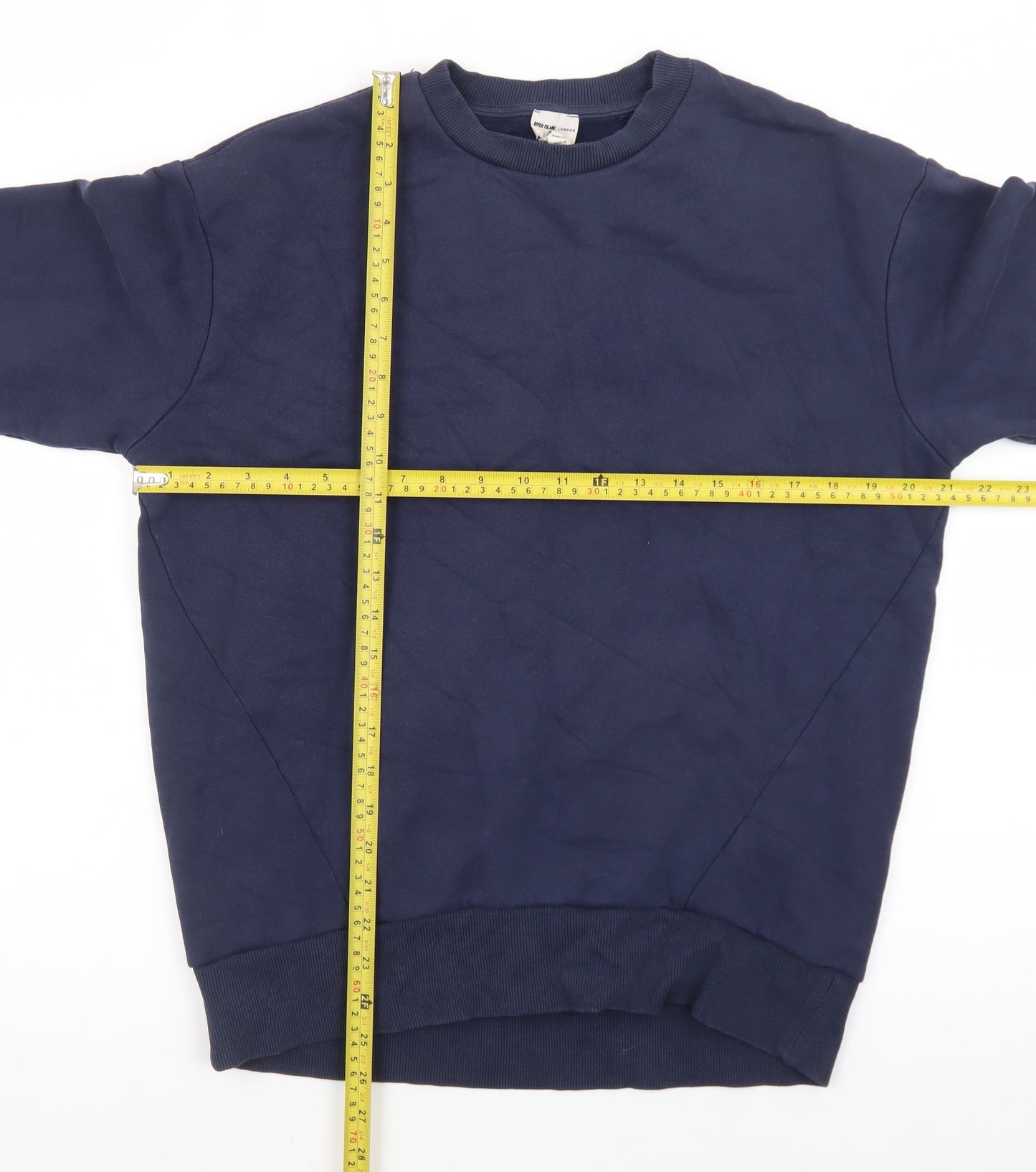 River Island Men's Blue Crew Neck Pullover Sweatshirt Size S