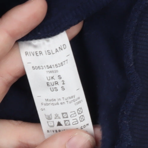 River Island Men's Blue Crew Neck Pullover Sweatshirt Size S