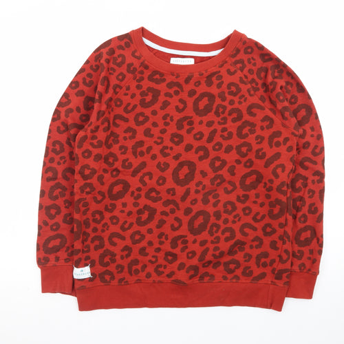 Brakeburn Womens Red Leopard Print Pullover Sweatshirt Size 10