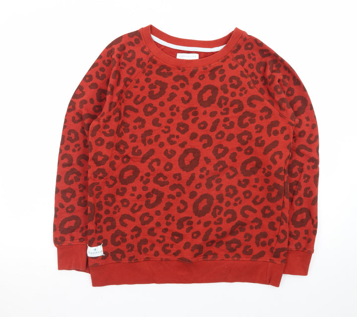 Brakeburn Womens Red Leopard Print Pullover Sweatshirt Size 10