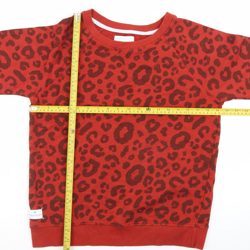 Brakeburn Womens Red Leopard Print Pullover Sweatshirt Size 10