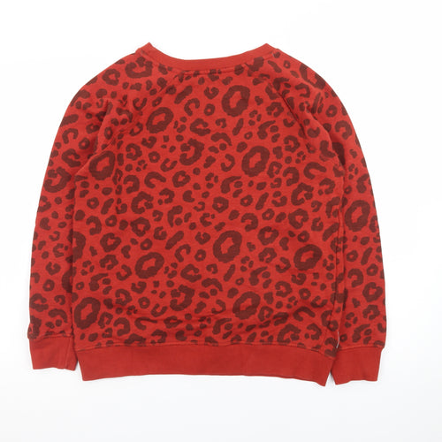 Brakeburn Womens Red Leopard Print Pullover Sweatshirt Size 10