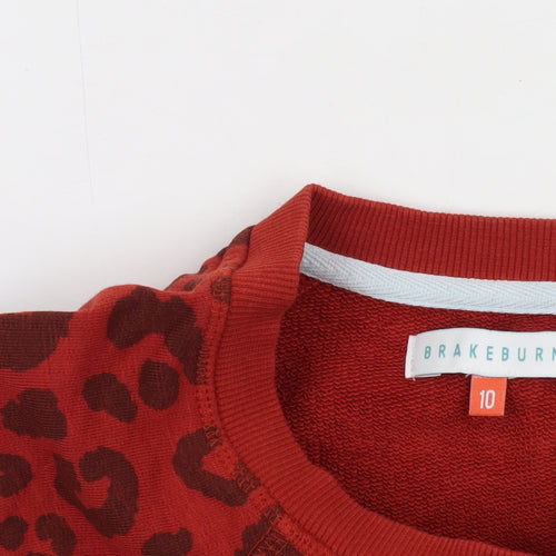 Brakeburn Womens Red Leopard Print Pullover Sweatshirt Size 10