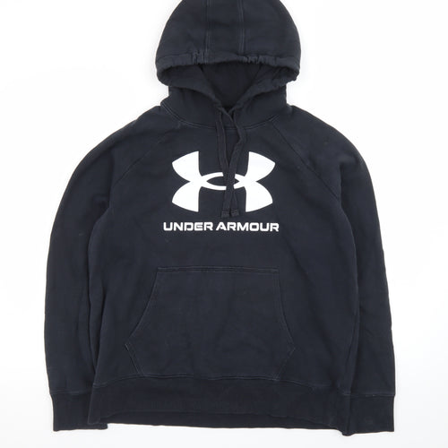 Under Armour Men’s Black Pullover Hoodie Small Graphic Logo Fleece