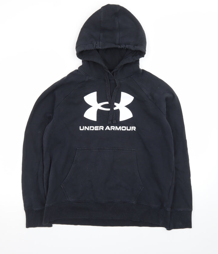 Under Armour Men’s Black Pullover Hoodie Small Graphic Logo Fleece