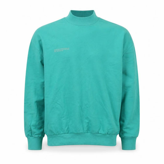 Front view of Pangaia Men's Green High Neck Organic Cotton Sweatshirt, size S