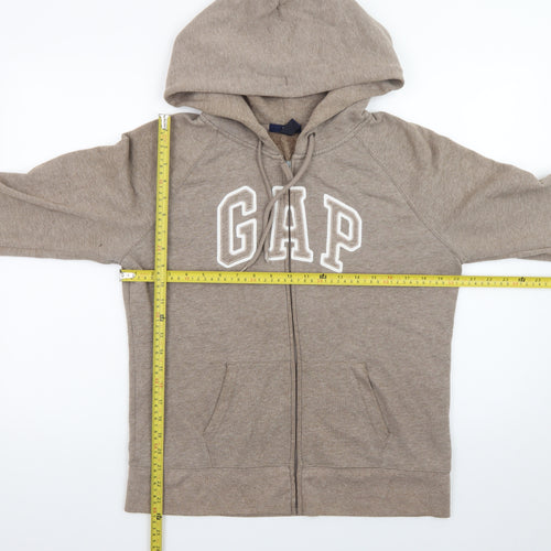 GAP Women Beige Full Zip Hoodie L Cotton Blend Casual