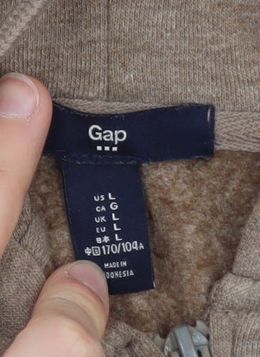 GAP Women Beige Full Zip Hoodie L Cotton Blend Casual