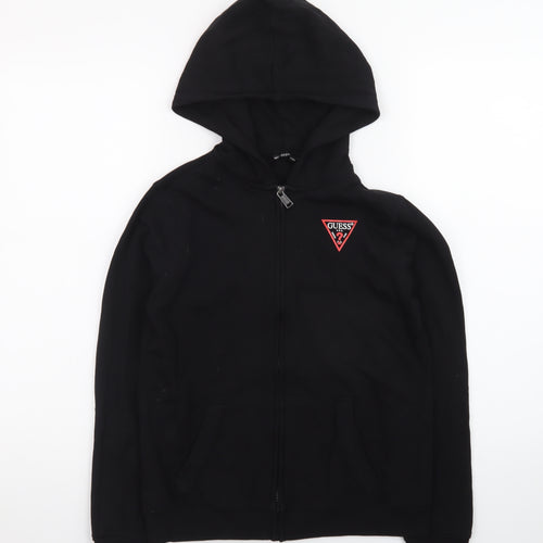Guess Womens Black Size 12 Full Zip Hoodie Sweatshirt