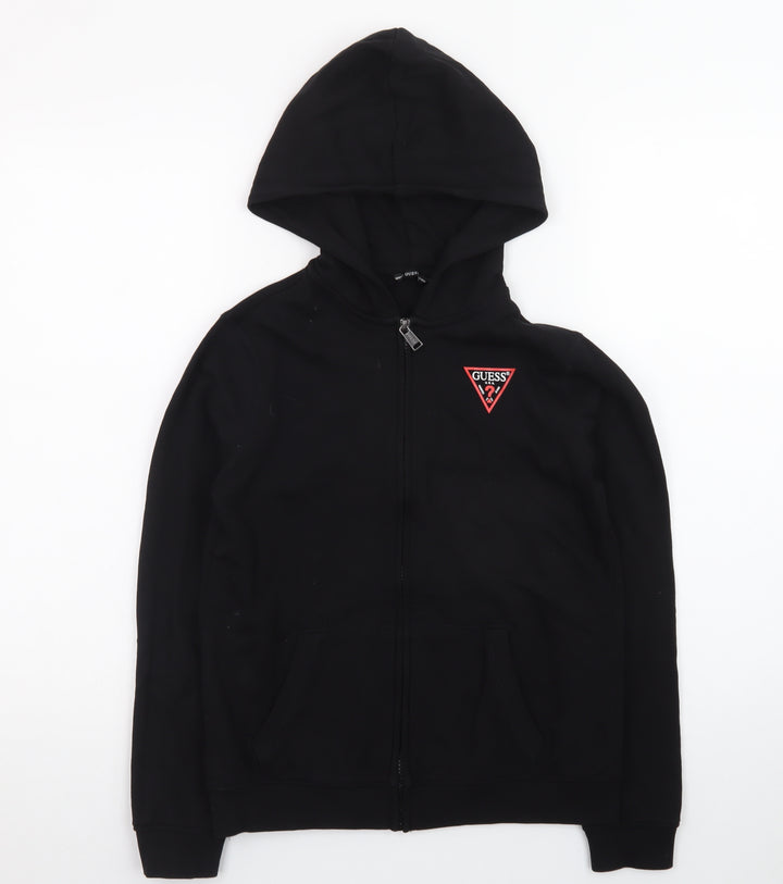 Guess Womens Black Size 12 Full Zip Hoodie Sweatshirt