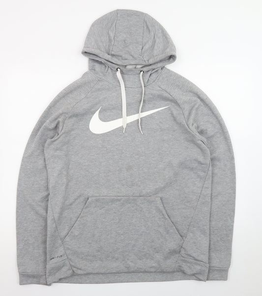 Nike Men's Grey Dri-Fit Pullover Hoodie Size L Sportswear