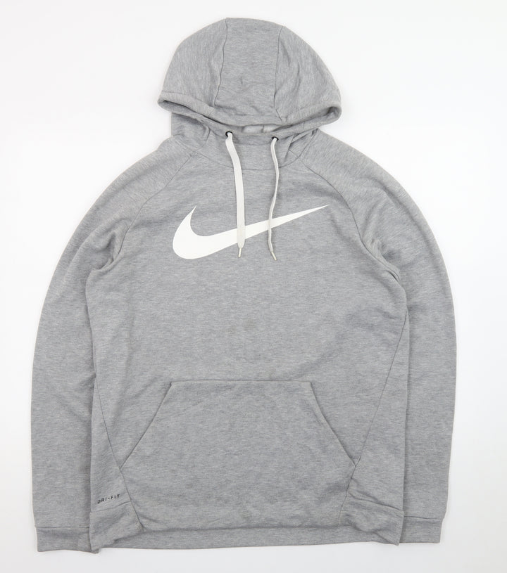 Nike Men's Grey Dri-Fit Pullover Hoodie Size L Sportswear