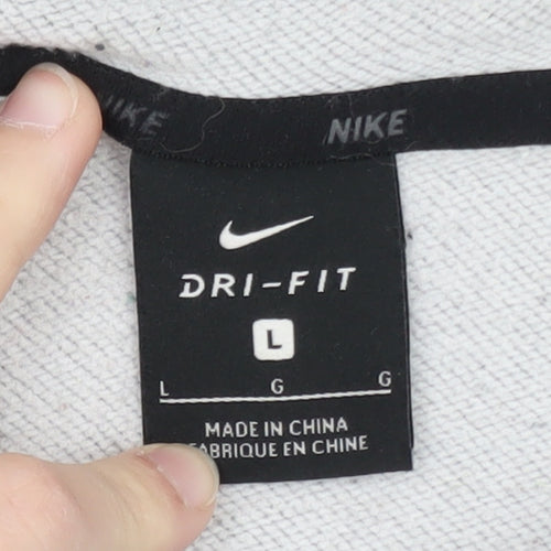 Nike Men's Grey Dri-Fit Pullover Hoodie Size L Sportswear