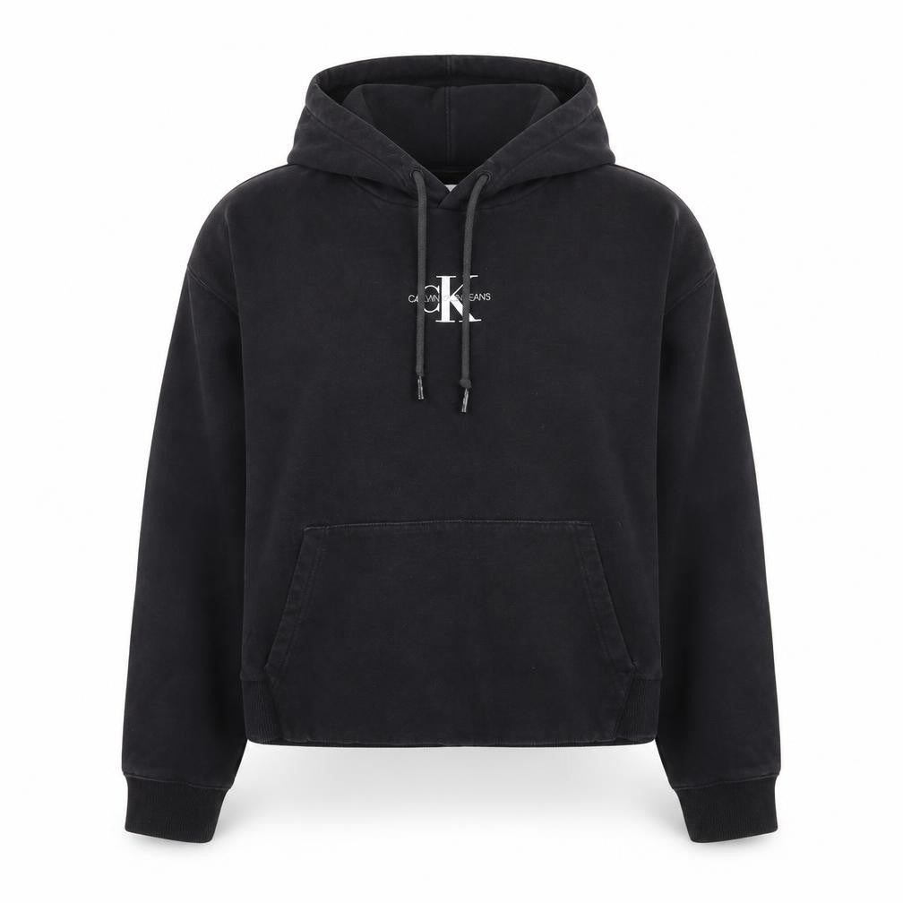 Front view of Calvin Klein Jeans Women's Black Pullover Hoodie, size M