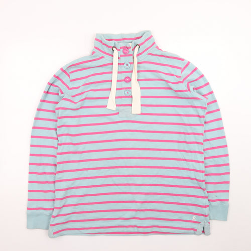 Joules Women's Blue Pink Stripe Henley Pullover Sweatshirt Size 16