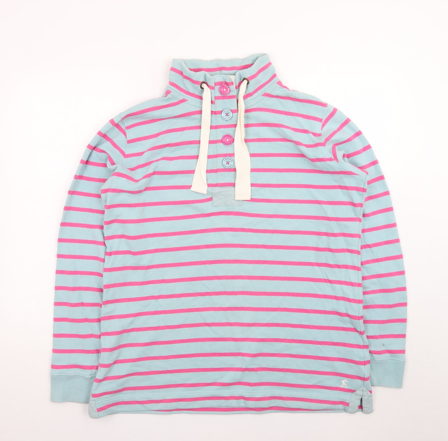 Joules Women's Blue Pink Stripe Henley Pullover Sweatshirt Size 16